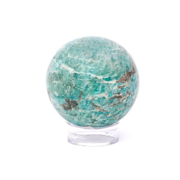 50-60mm Natural Amazonite Gemstone Sphere & Stand Crystal Display Ball Specimen